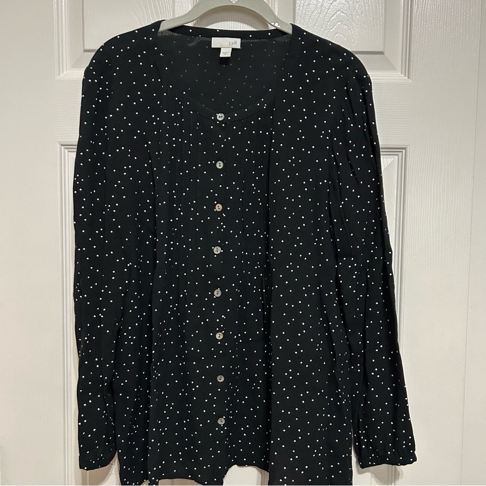 J. Jill Black and White Patterned Blouse